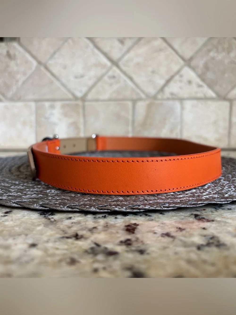 Talbots Color-Block Orange Brown Black Silver Belt